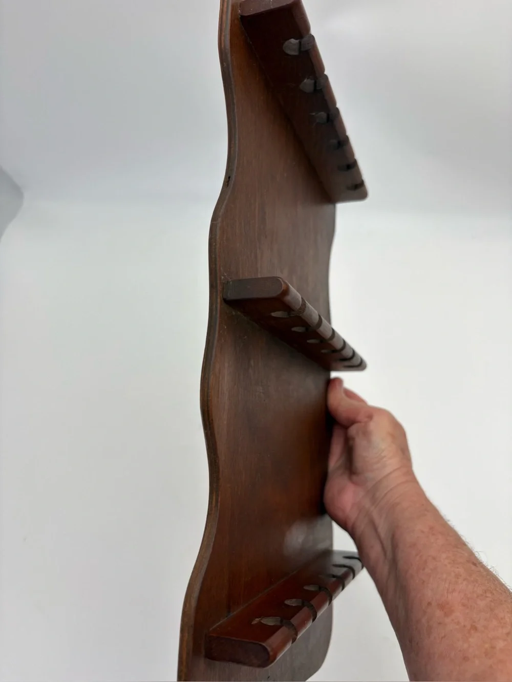 Vintage Wooden Wall-Mounted Display Shelf in Dark Brown